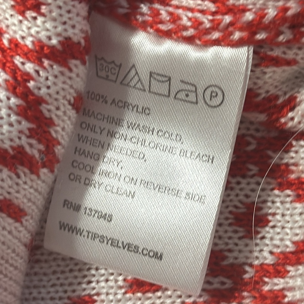TIPSY ELVES Red White Cardigan Sweater Naughty Reindeer Size L Christmas‎ Ugly - Picture 5 of 6